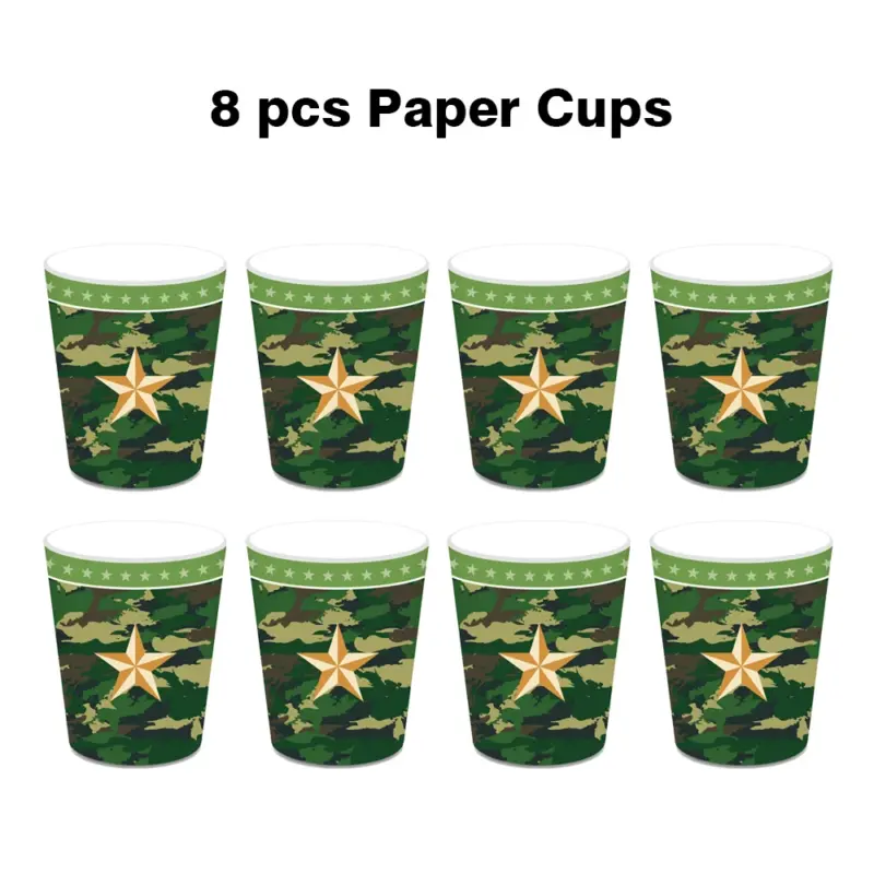 Lot de 8 gobelets en carton camouflage militaire pour fête - Kf sfc a a fa d e c fc ct - Decorative Events
