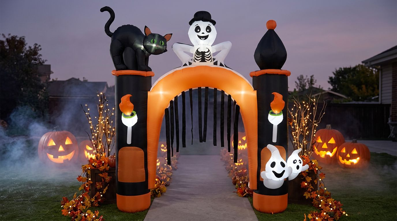 Arche gonflable halloween fantome et chat noir - Decorative Events